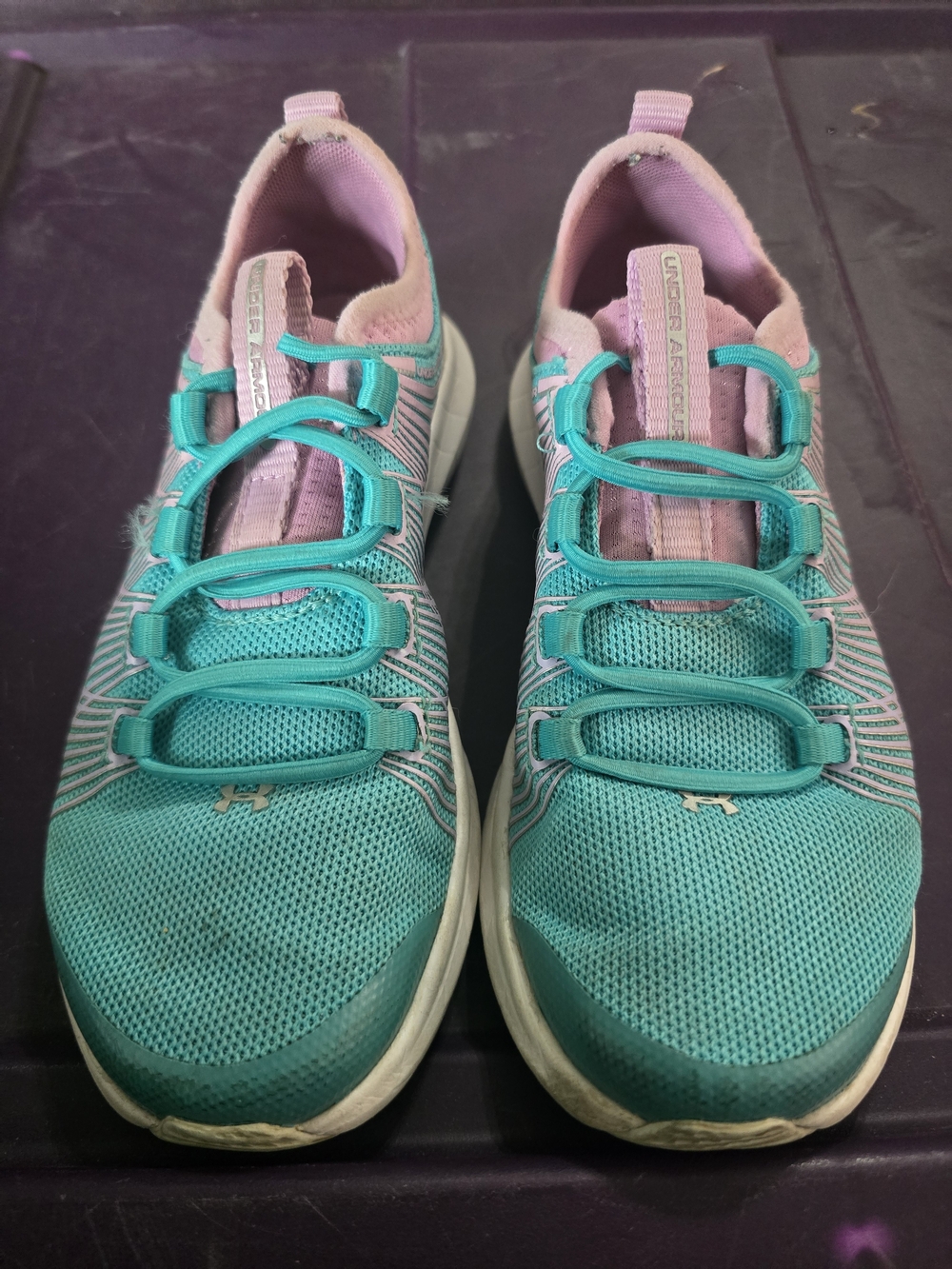 Under Armour Teal and Pink Kids Slip-On Athletic Sneakers